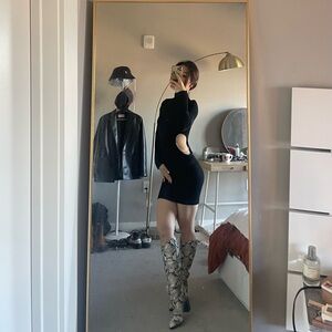 Zara Black Cut-Out Knit Dress with Crystal Chain Details